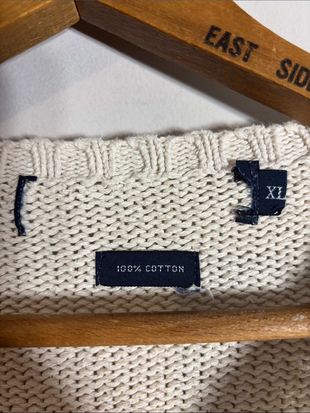 Vtg Polo Ralph Lauren Sweater XL Cream Cotton Crewneck Pony - Picture 3 of 4